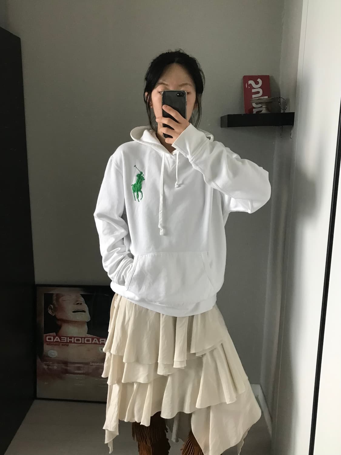 대장급 폴로 랄프로렌 빅포니로고 화이트 후드티 상품이미지4