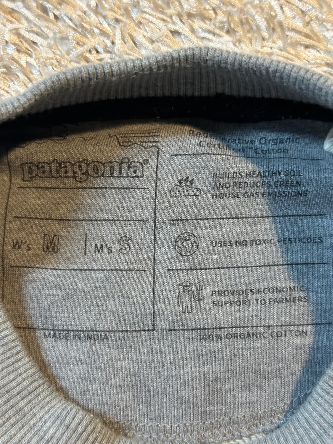 파타고니아 PATAGONIA 오가닉 코튼 크루넥 맨투맨 그레이 상품이미지4