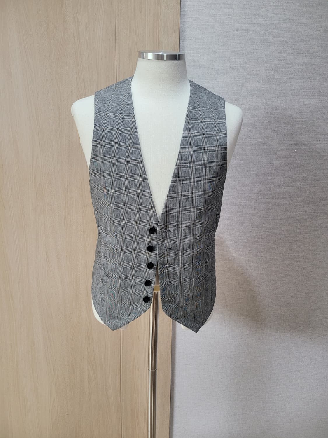 스파오포맨 SPAO for men 5버튼 체크 베스트 100 그레이 상품이미지2