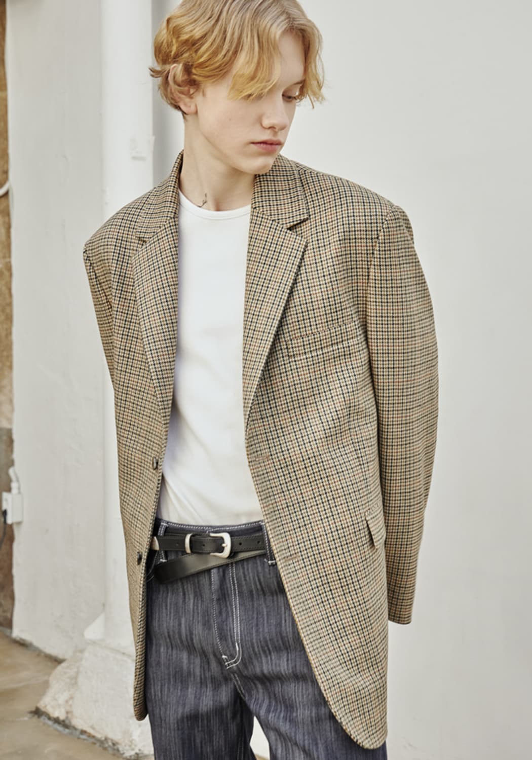 글로즈스튜디오 오버핏 커프스 벤트 체크 자켓 상품이미지5