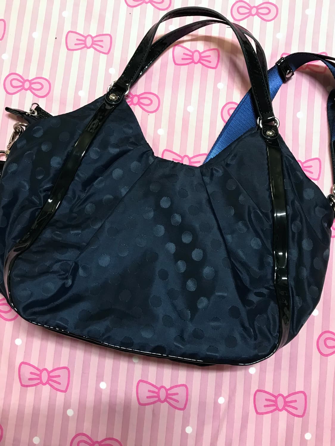 요지야마모토 네이비 도트 투웨이 가방 상품이미지4