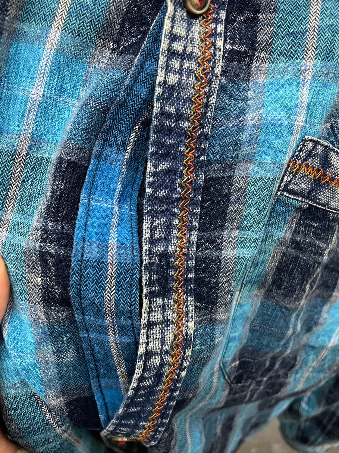 빈티지 블루 체크 무늬 플란넬 셔츠 H1460 상품이미지6