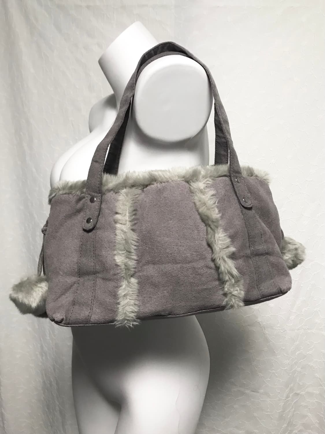 빈티지 갸루 니혼진 폼폼이 스웨이드 퍼 숄더백 가방 상품이미지2