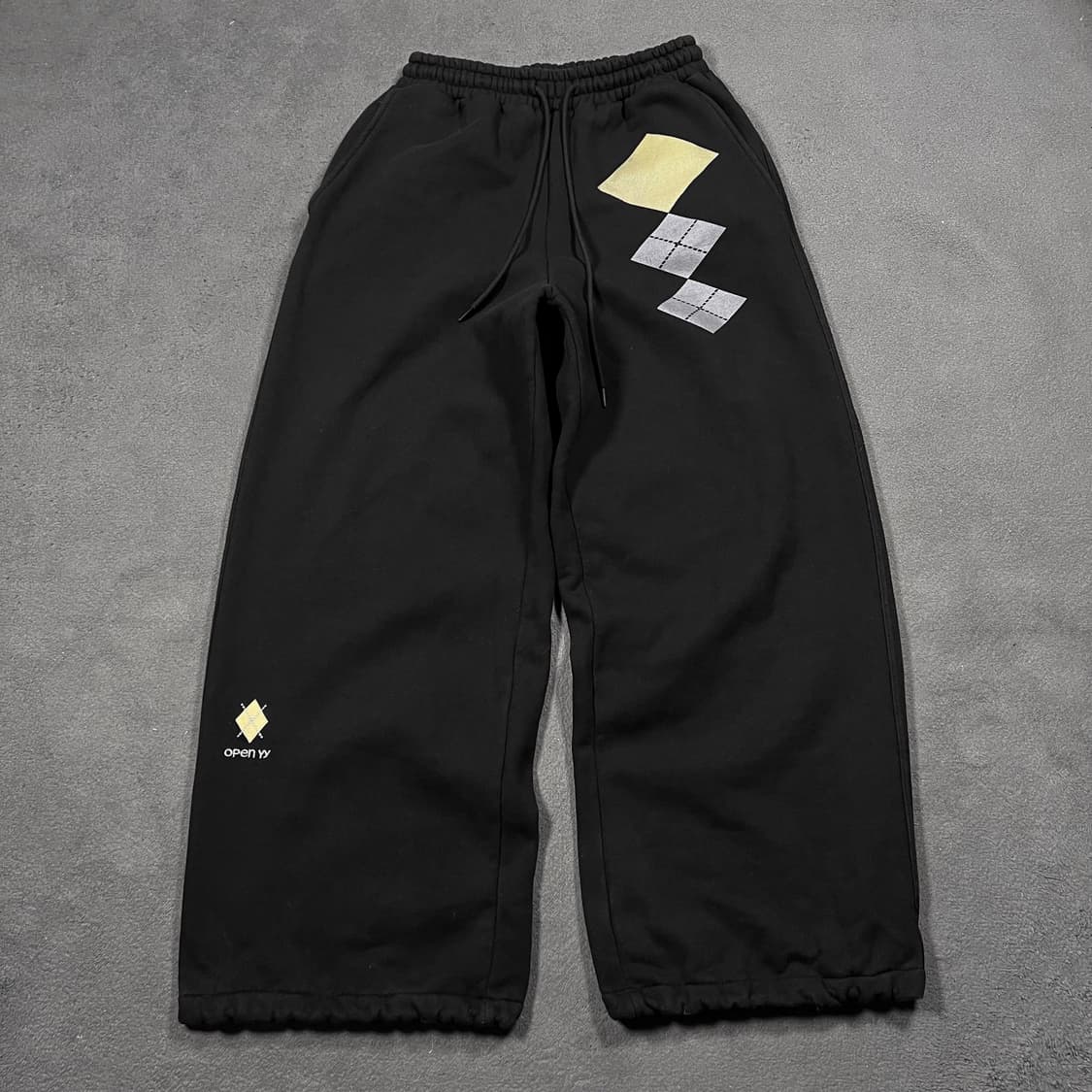 OPEN Yy 오픈와이와이 아가일 와이드 스웻 팬츠 상품이미지1