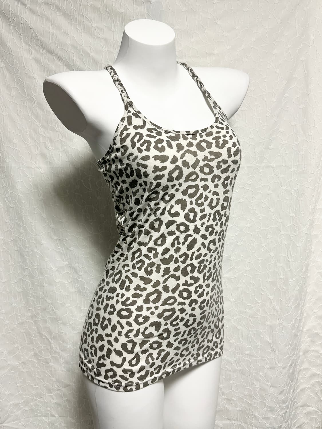 빈티지 갸루 펑크 레오파드 로프 홀터 슬리브리스 탑 상품이미지2