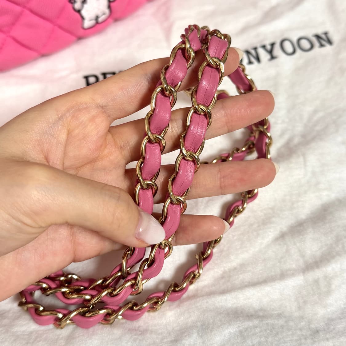 페퍼윤윤 x 산리오 마이멜로디 핑크 퀄팅백 상품이미지6