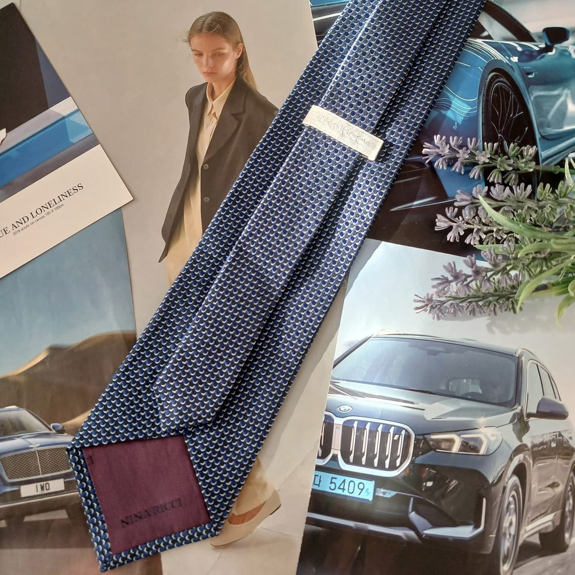 니나리치 실크 블루 패턴 넥타이 9.1cm A+등급 A19051
 상품이미지4