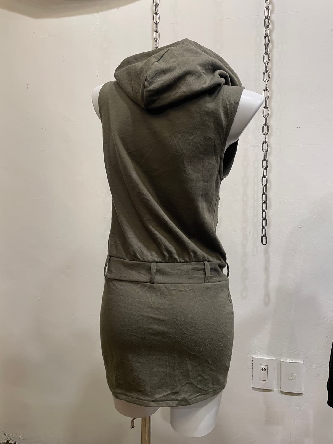 dig deep 디그딥 자수 레터링 카키 후드집업 미니원피스 y2k 상품이미지3