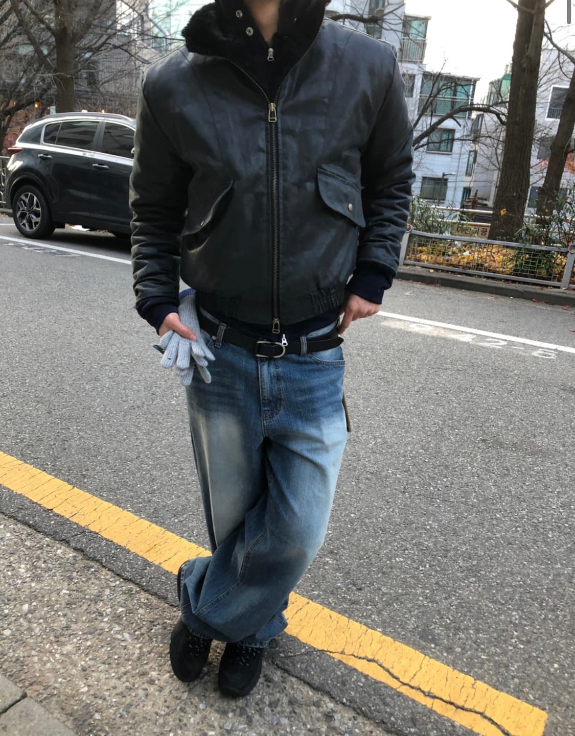 페이크 퍼 레더 자켓 상품이미지2