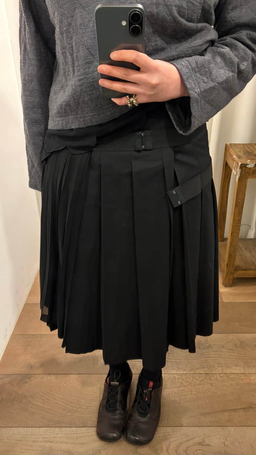 Bondage Detail Docking Pleats Skirt 상품이미지3