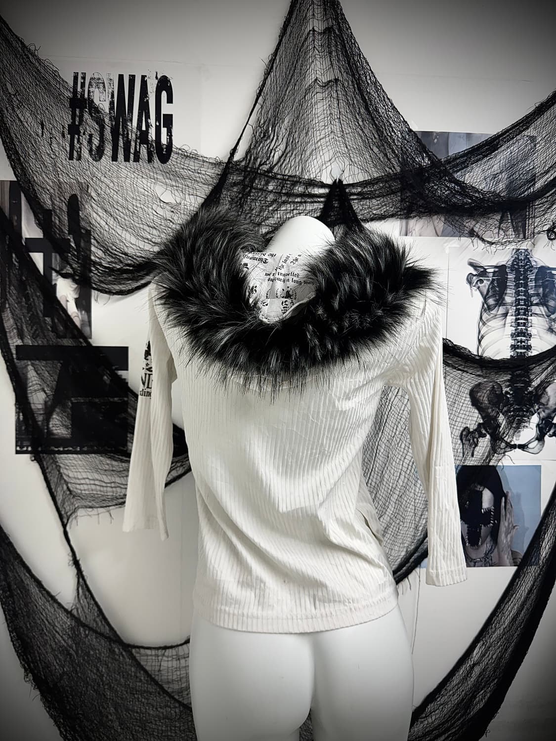 00s printing fur hood zipup 상품이미지6