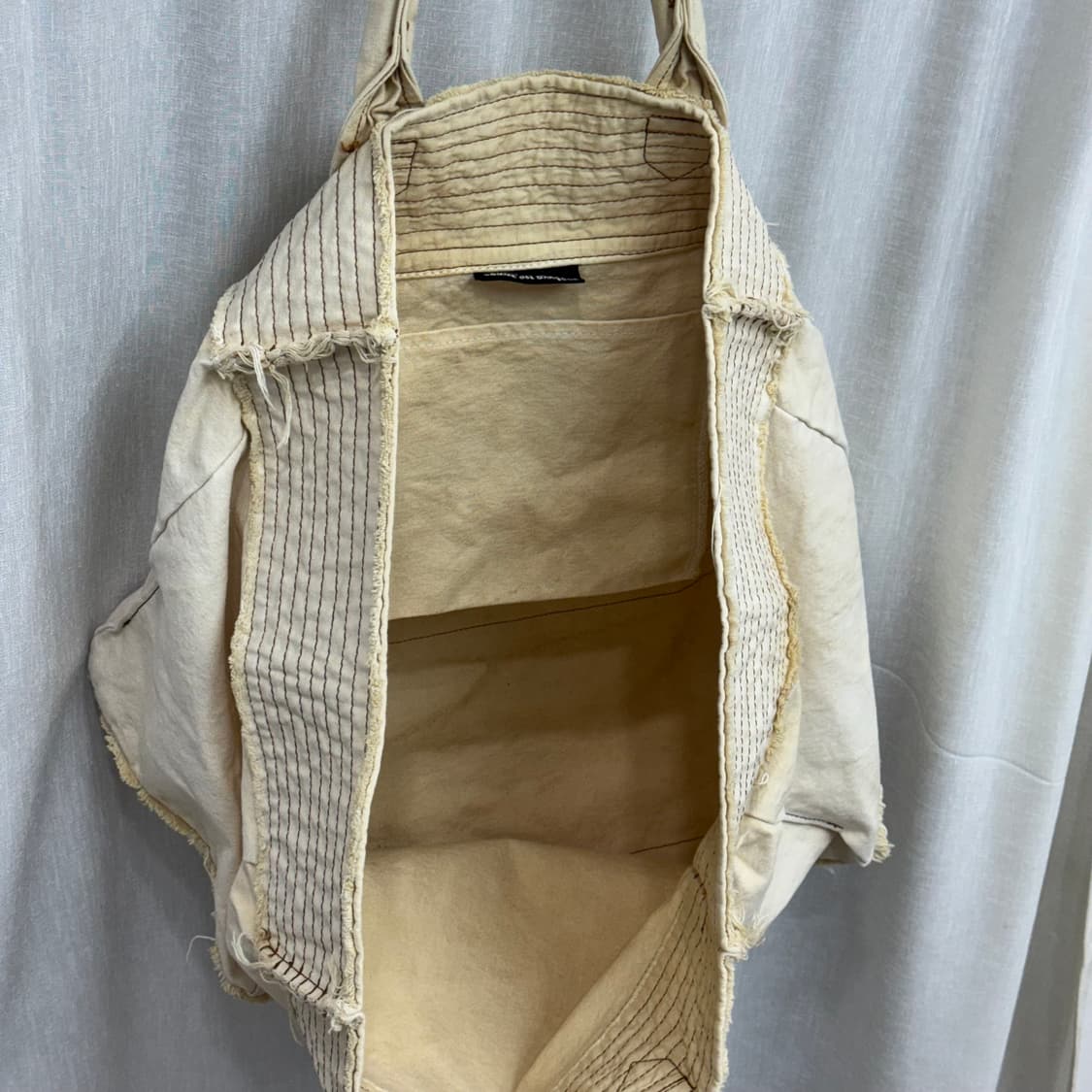 05SS) 꼼데가르송 트리코 브라운 스티치 캔버스 토트백 상품이미지3