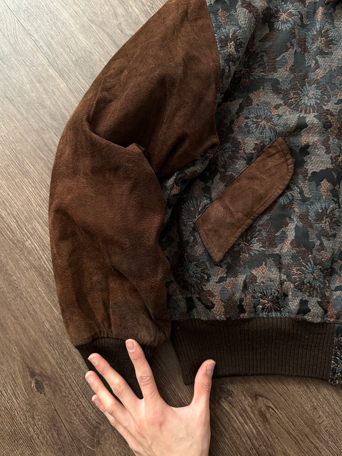 플로럴 레이스 디테일 레더 봄버 상품이미지10