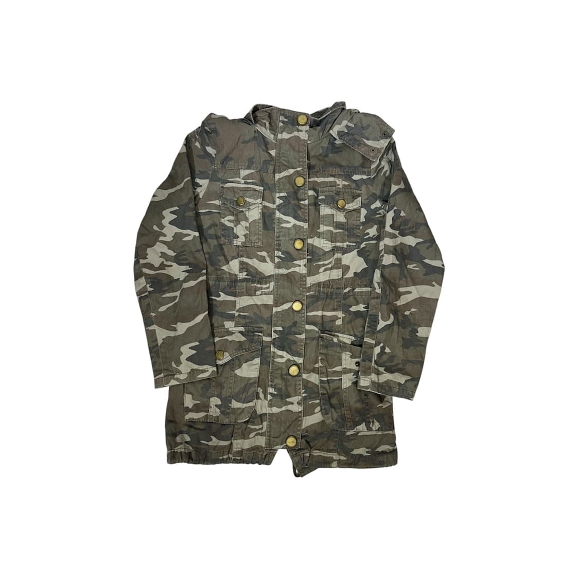일본 빈티지 밀리터리 카모 후드 야상 갸루 코어 자켓 M 상품이미지4