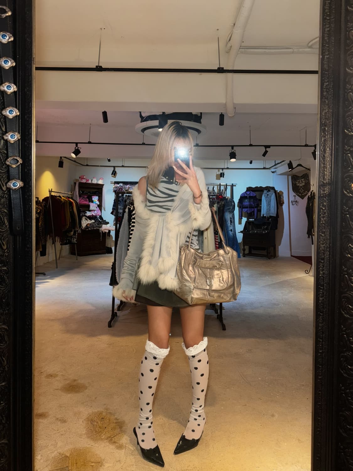 토끼 퍼 트림 언발란스 가디건 상품이미지8