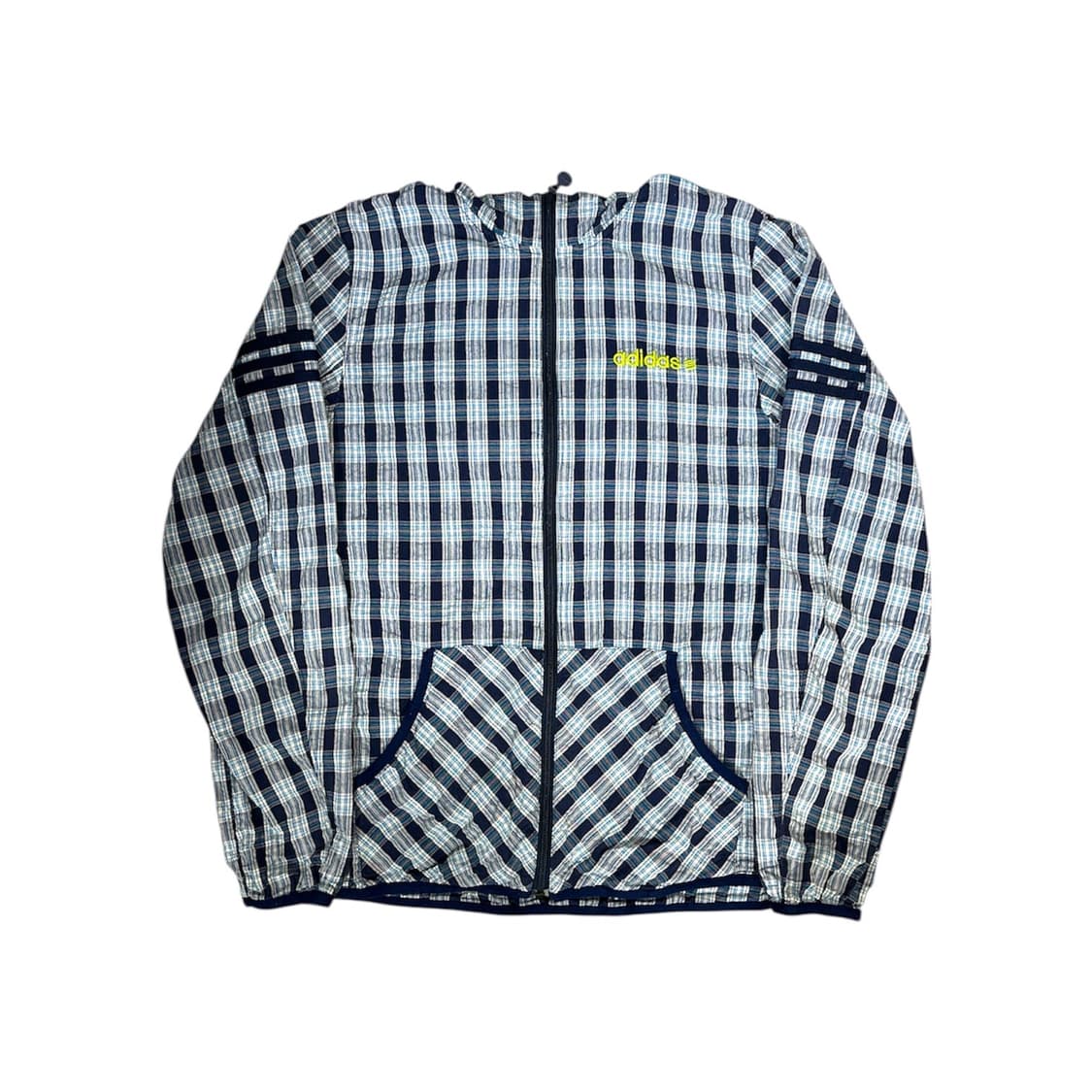 아디다스 체크 후드 점퍼 바람막이 면 자켓 M 상품이미지5