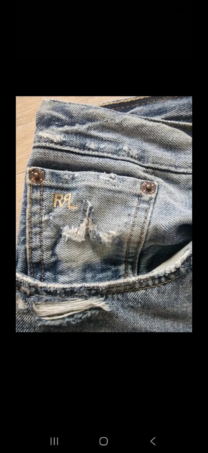 RRL 슬림핏 리페어 디스트로이드 데님 팬츠 32-32 상품이미지5