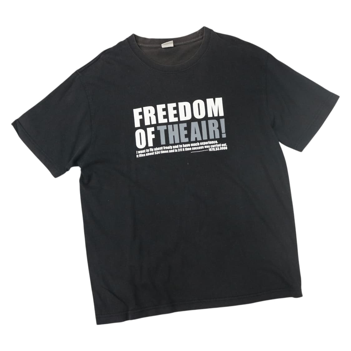 힐크롭 빈티지 FREEDOM 레터링 블랙 반팔 티셔츠 (LL) 상품이미지1