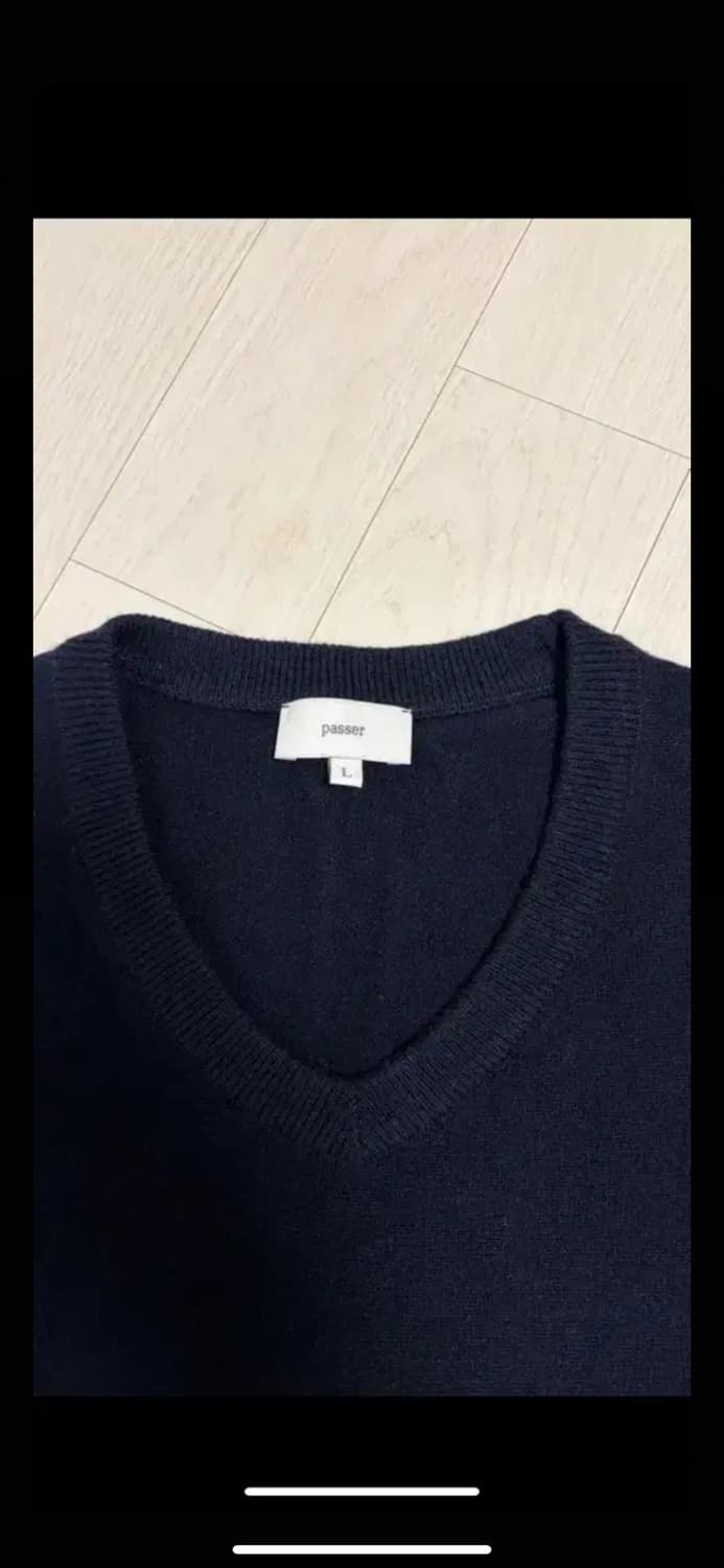 파세르 크롭 브이넥 니트 다크네이비 L 상품이미지4