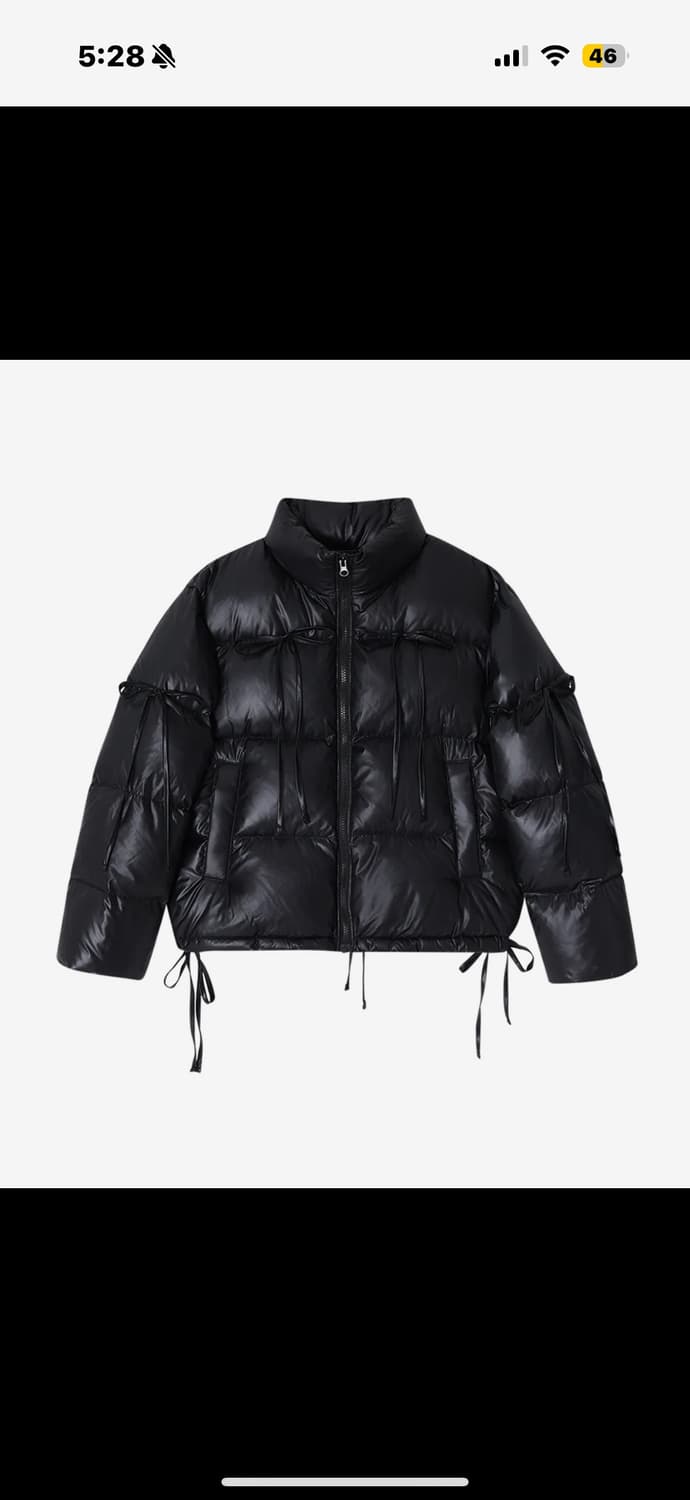 새상품) 크랭크 리본 덕다운패딩 글로시 상품이미지1