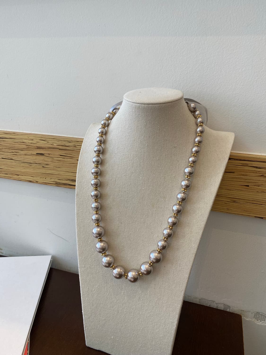 빈티지 그레이 진주구슬 리본 목걸이 상품이미지2