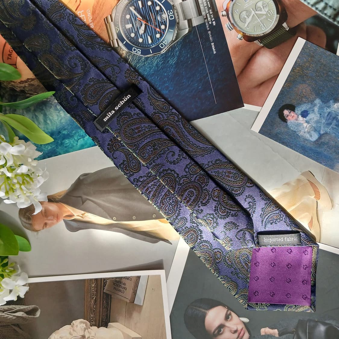 밀라숀 실크 네이비 페이즐리 넥타이 9cm A+등급 A19756
 상품이미지4