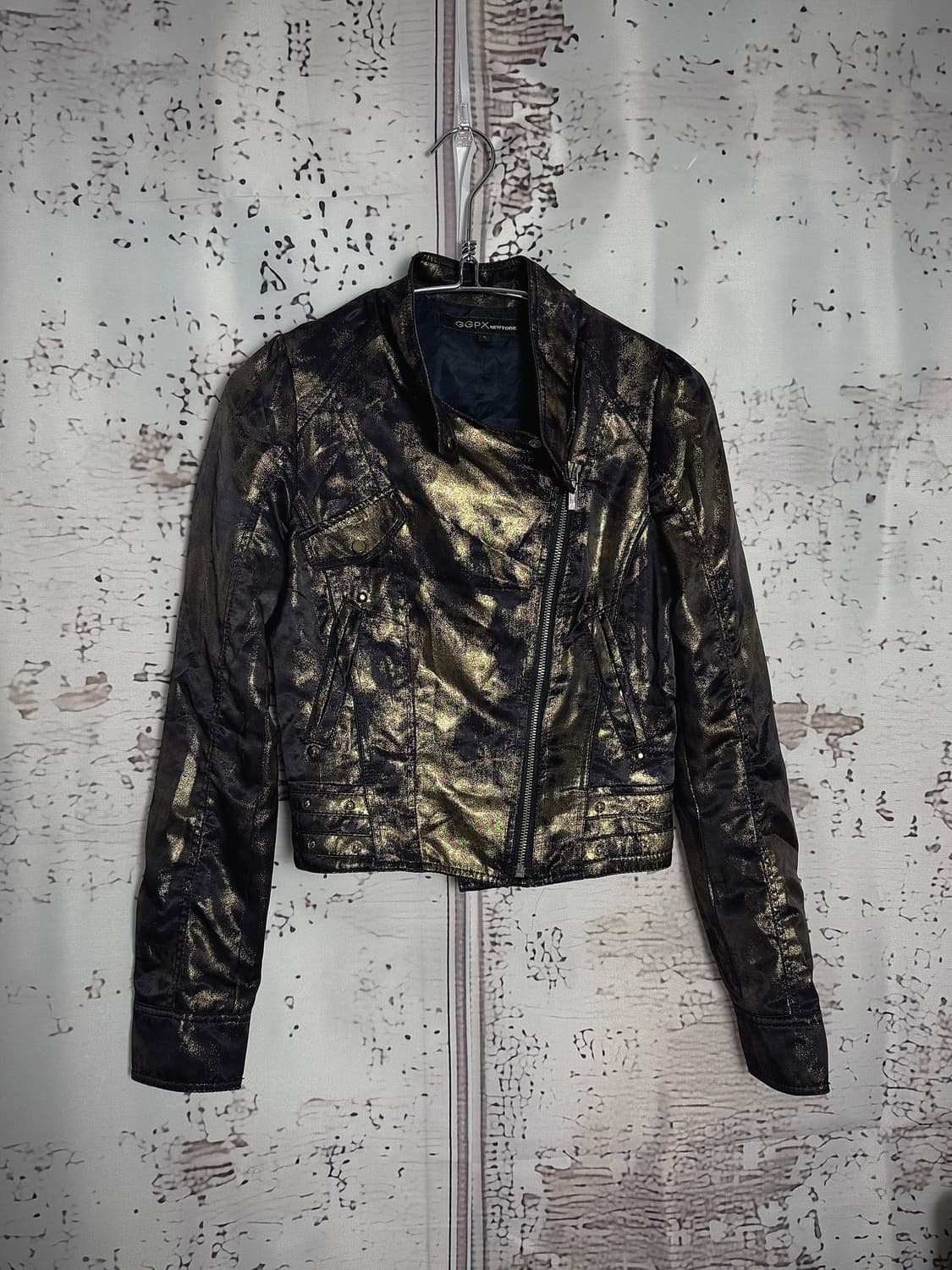 Metallic Cropped Biker Jacket 상품이미지2