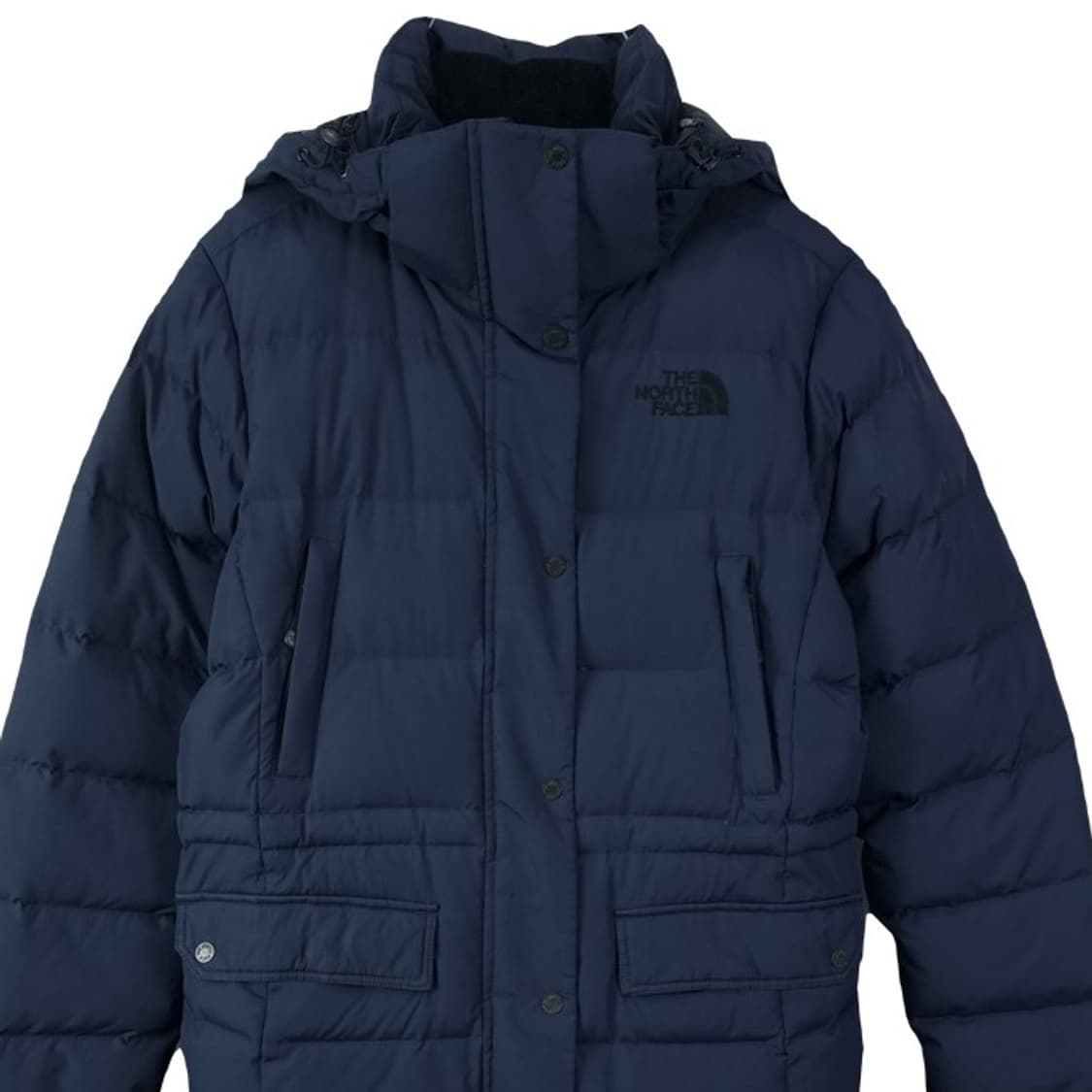 [노스페이스] 로고 자수 구스다운 롱 패딩 네이비 M18280 상품이미지4