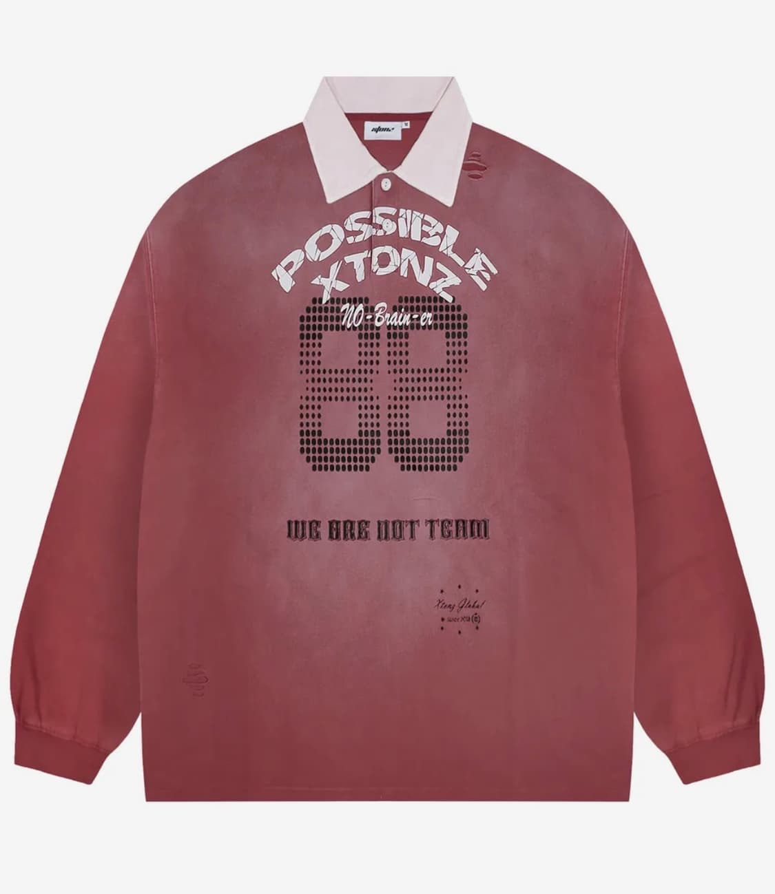 엑스톤즈 파비아 디스트로이드 럭비 카라 롱슬리브 (RED) M 상품이미지1