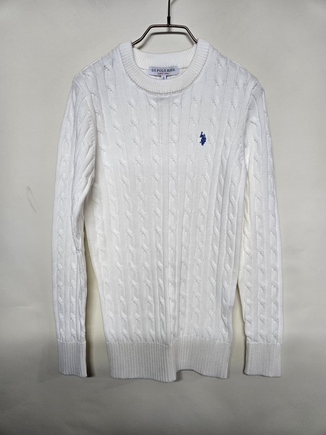 U.S. POLO ASSN. 꽈배기 니트 화이트 90 S 상품이미지1