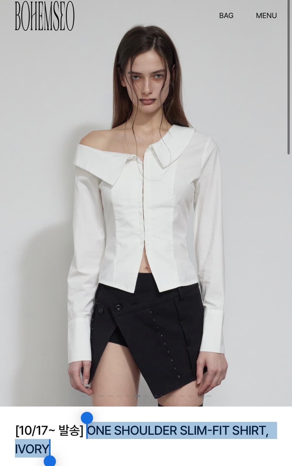 보헤미안서울 팝업 M ONE SHOULDER SLIM-FIT SHIRT 상품이미지1