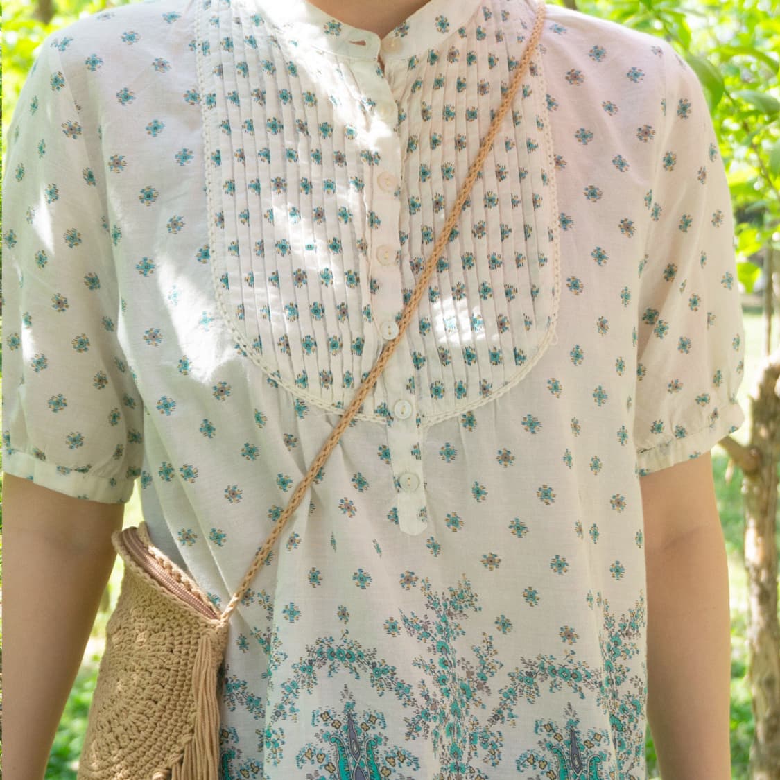 청록 들꽃 블라우스 상품이미지2