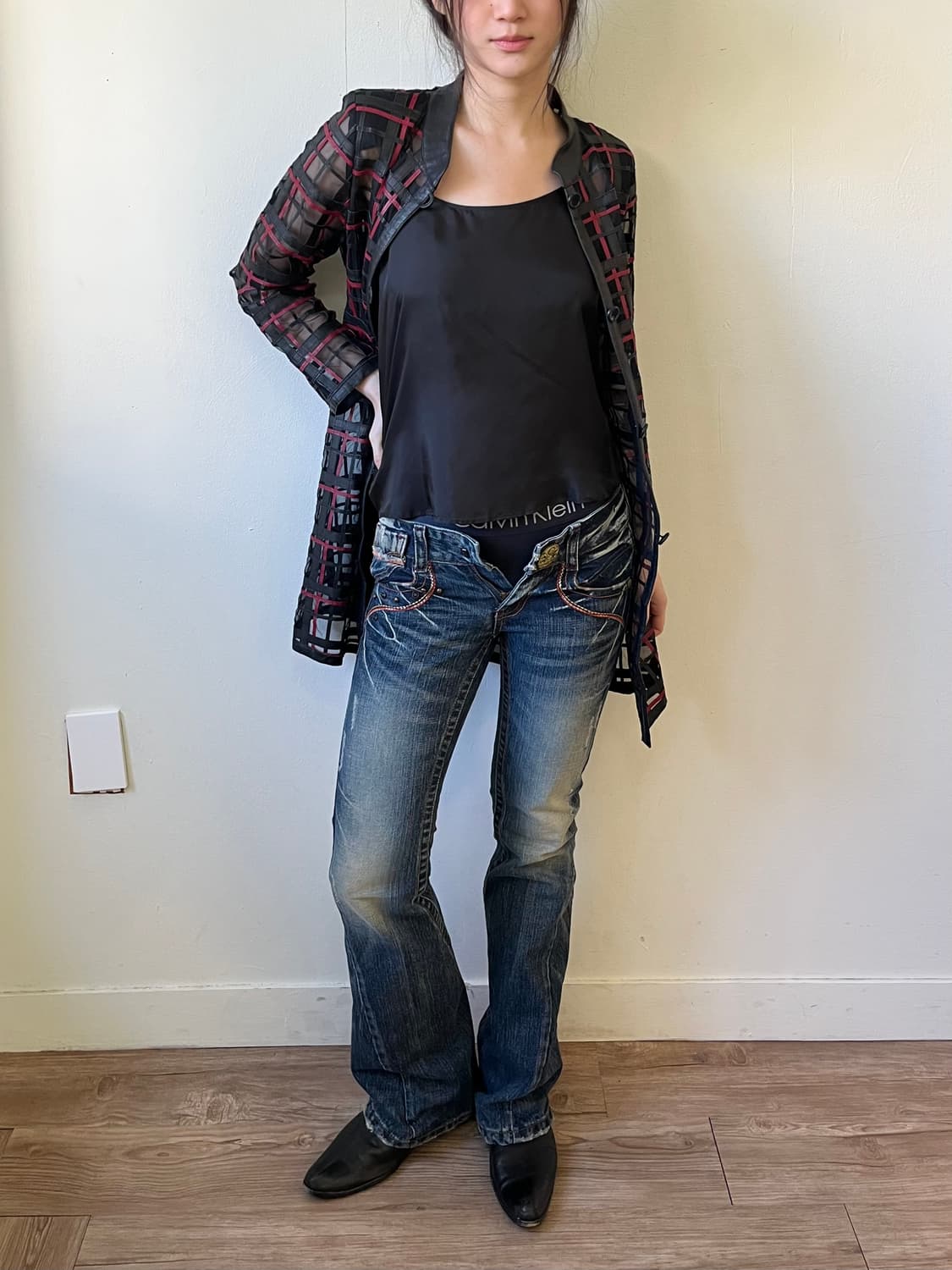 90’s ARBORENTE 시스루 레더 자켓 상품이미지5