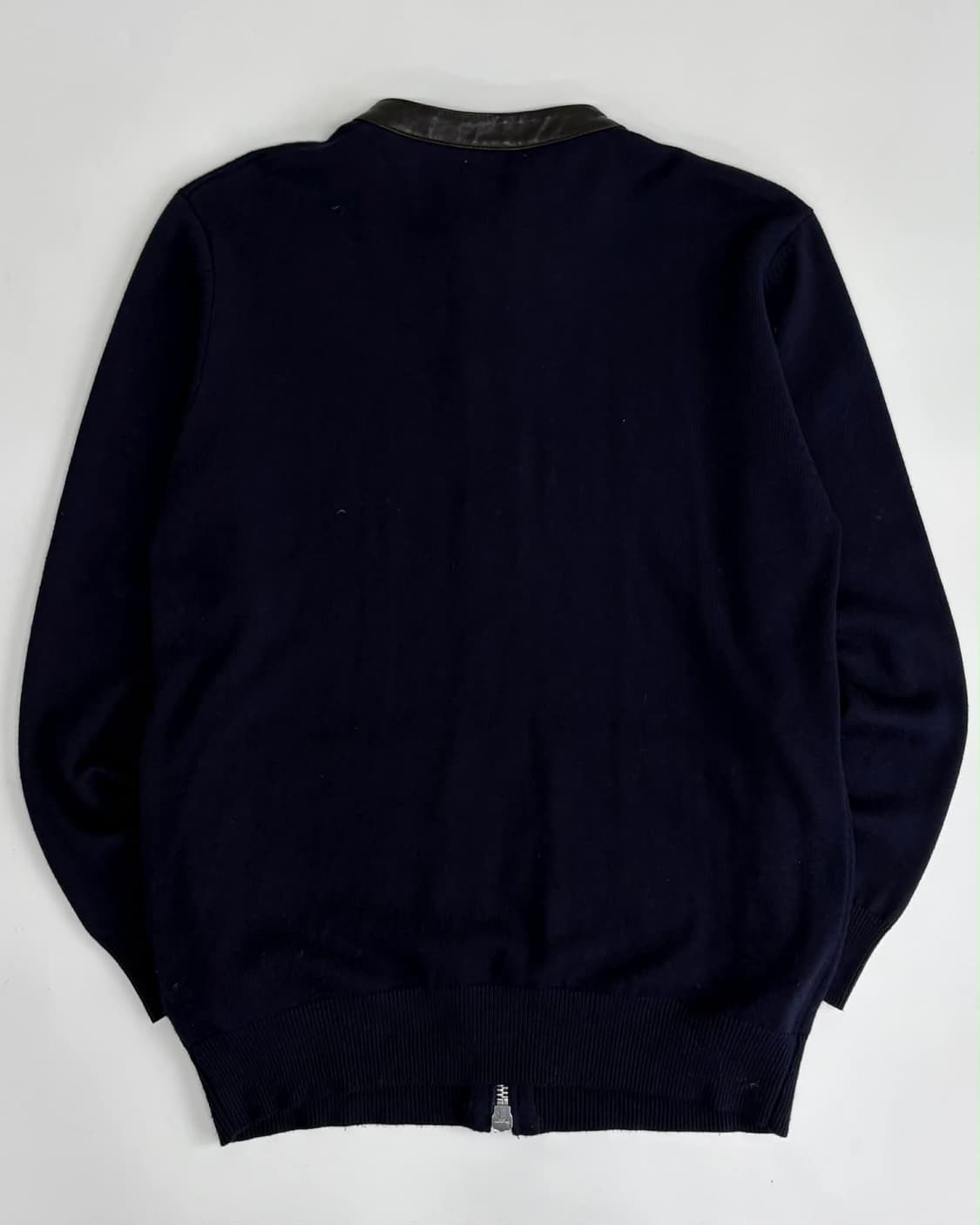 [XL] 생로랑 레더넥 울 니트 집업 자켓 상품이미지2