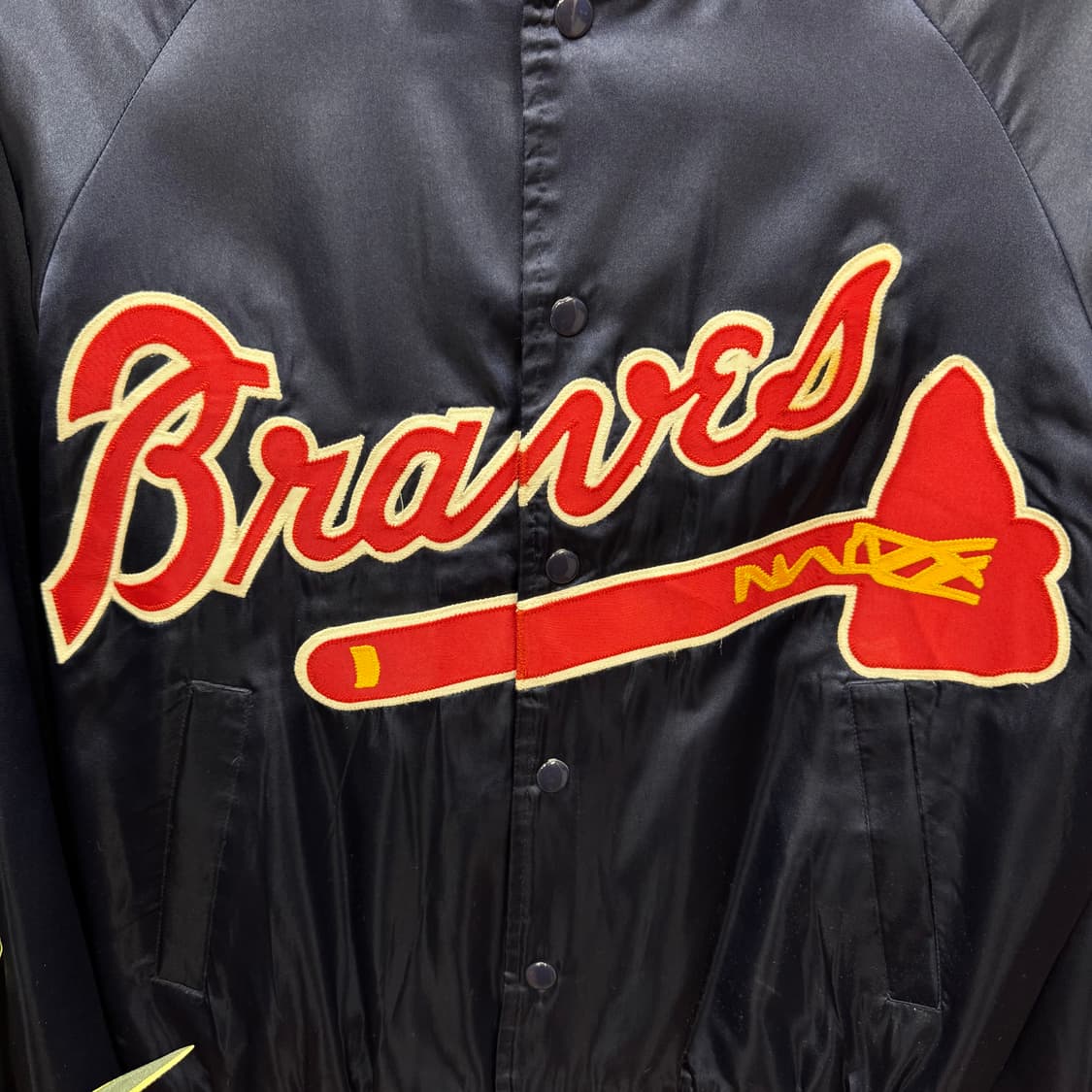 90s 트라이마크 애틀란타 코치자켓 전면 빅로고 포인트 네이비 상품이미지5