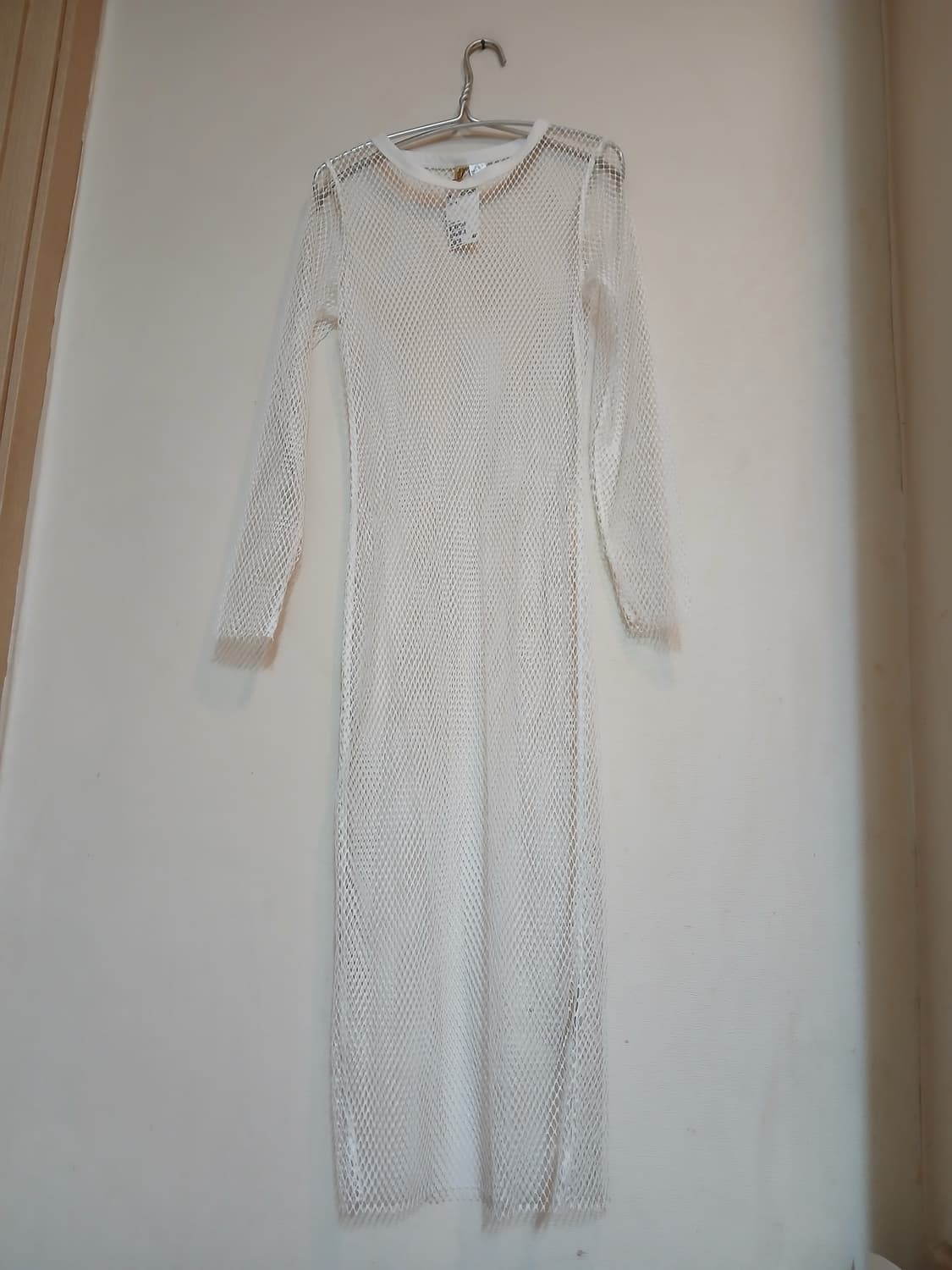 새상품 H&M 에이치엠 화이트 메쉬 시수루 레이스 롱 원피스 드레스 홀복 상품이미지1
