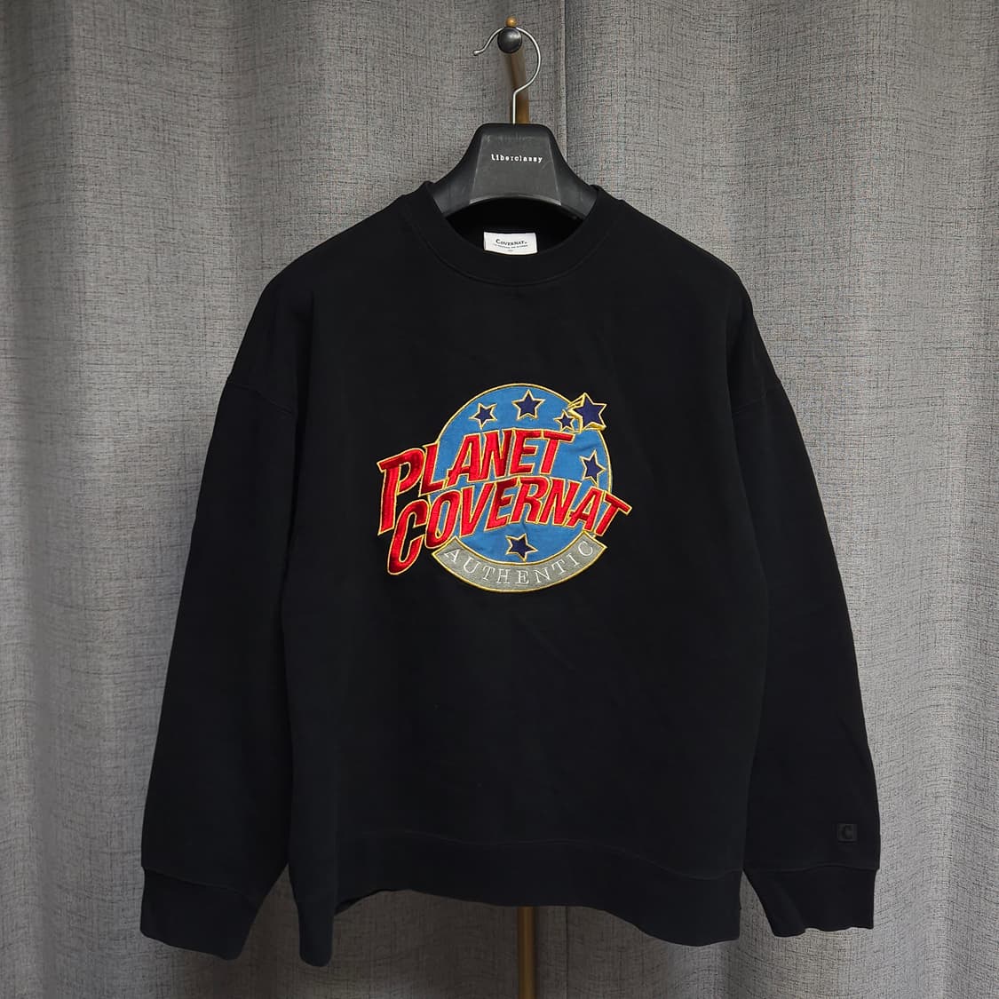 L ) 커버낫 스타 플라넷 자수 로고 기모 오버핏 맨투맨 상품이미지1