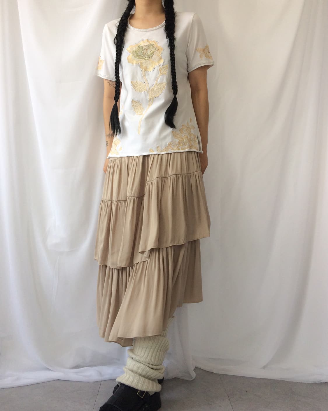 Unbalanced layer long skirt 상품이미지9