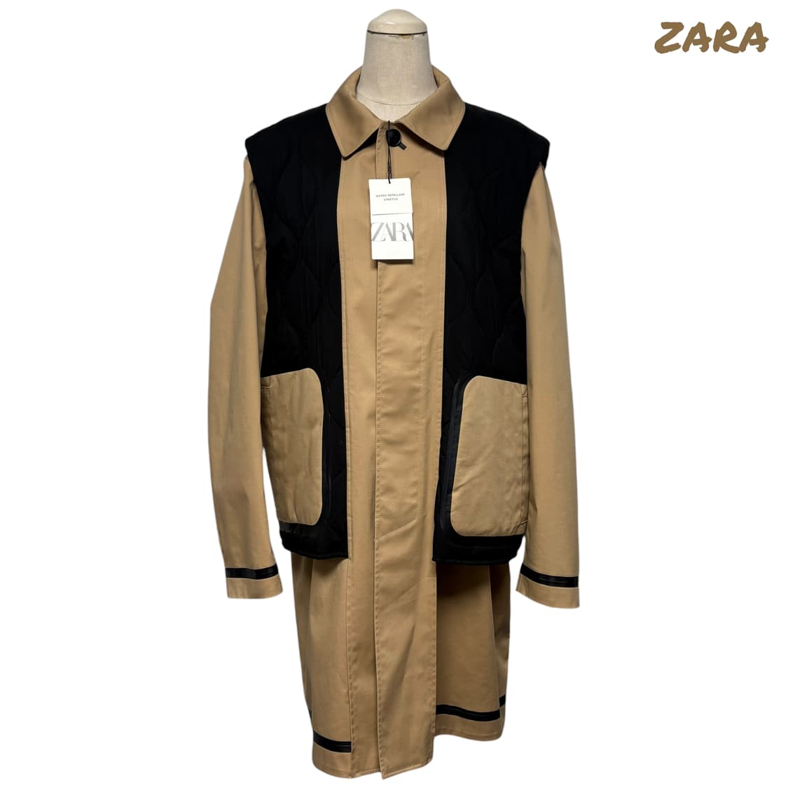 3841 자라 브라운 트렌치 퀄팅조끼 레이어드 코트 새상품 상품이미지1