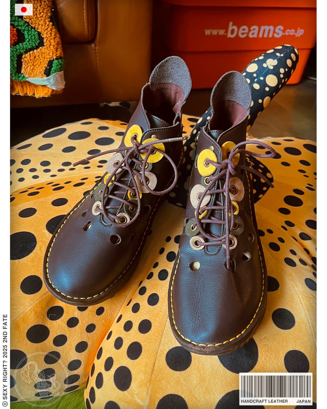 Japanese Handcraft Leather 3D Dot Boots 상품이미지1