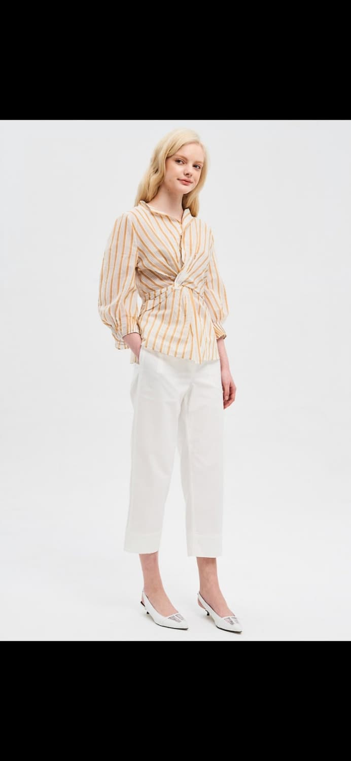 마인 오리가미 스트라이프 린넨블렌드 블라우스 55사이즈 상품이미지3