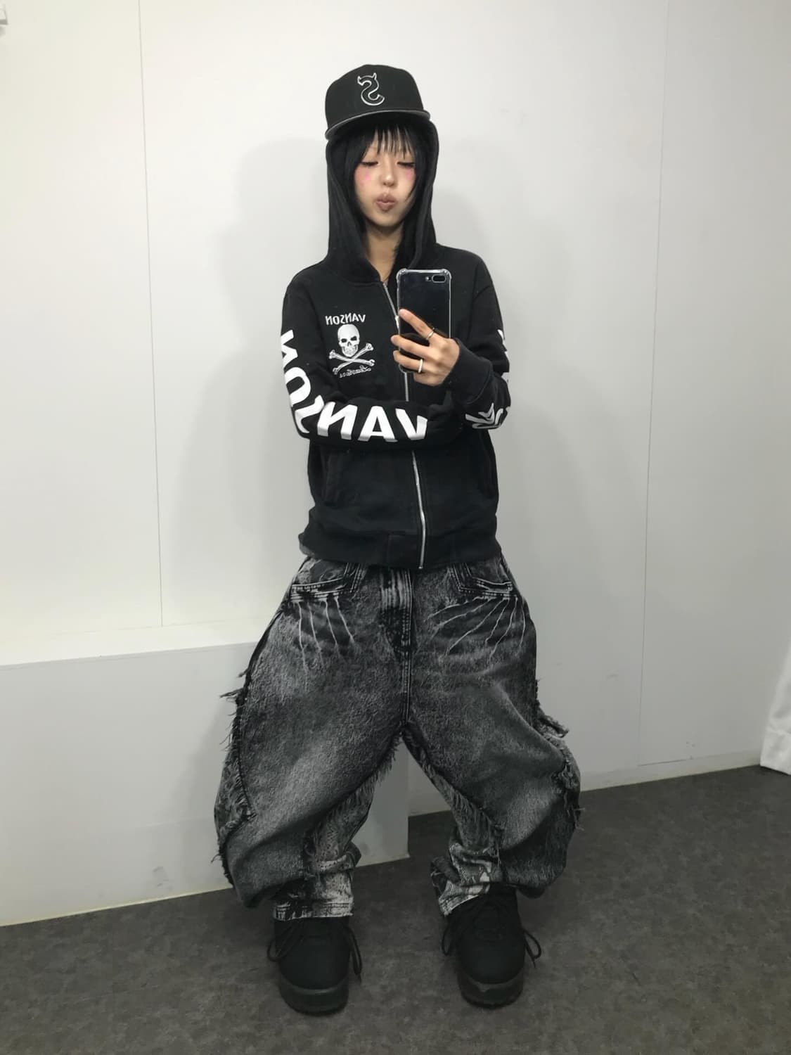 Vanson Skull Printing Hood Zip-Up 상품이미지4