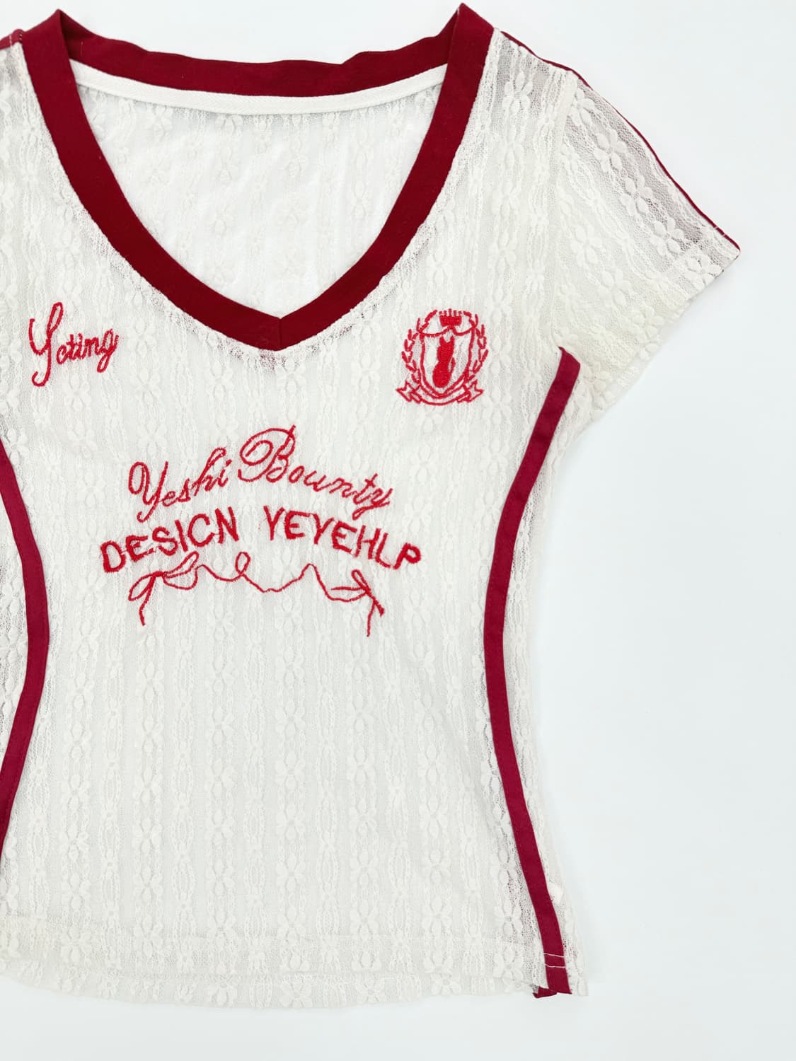 빈티지 레이스 시스루 레이어드 반팔티 상품이미지2