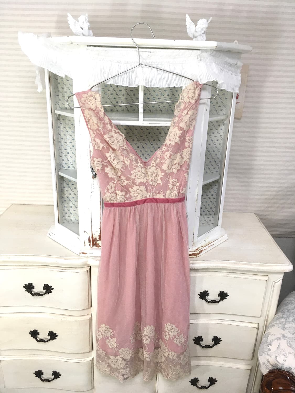 블루걸 블루마린 핑크 레이스 원피스 상품이미지7