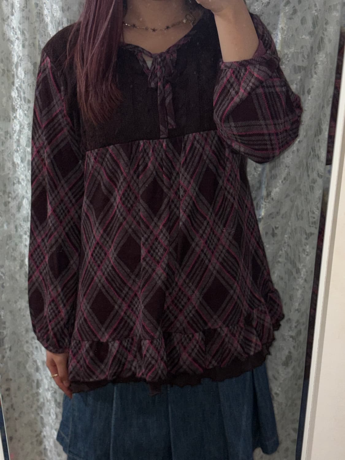 브라운 아가일 패턴 탑 상품이미지4