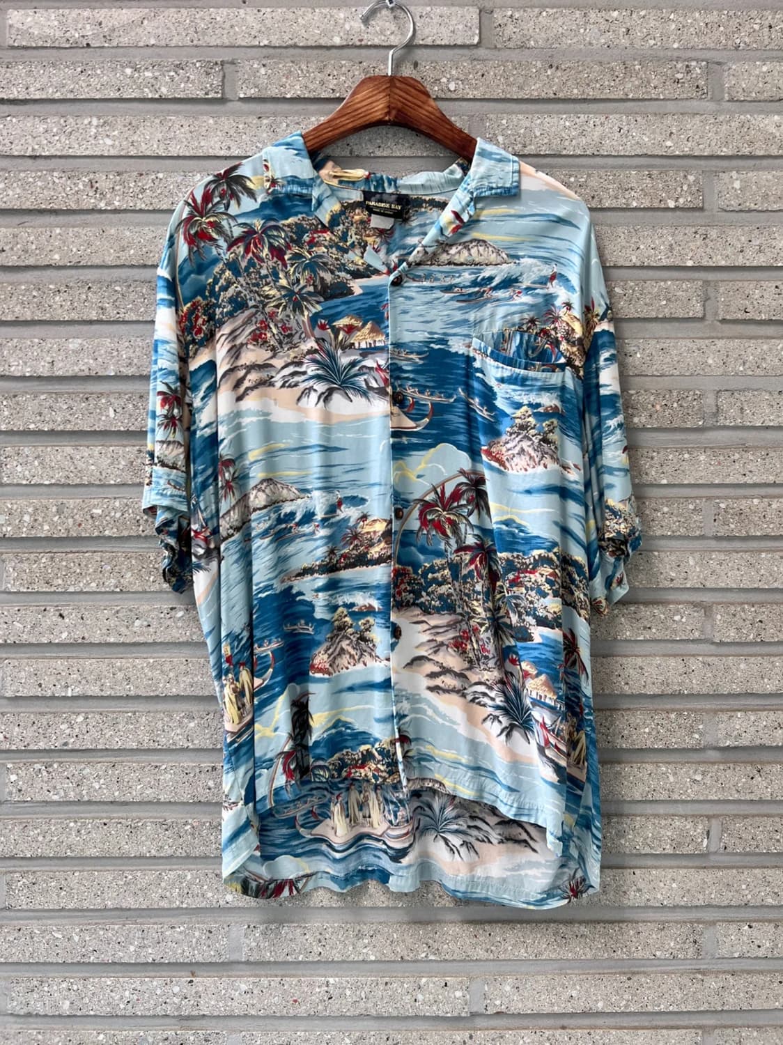 [L]90's Made in Hawaii 비치 패턴 레이온 하와이안 셔츠 상품이미지1