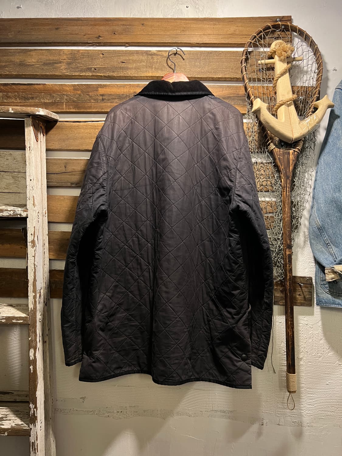 [XL]Barbour 바버 블랙 왁스드 코튼 퀼팅 자켓 상품이미지8