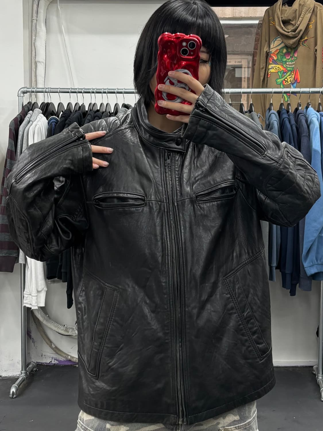 DKNY 레더 바이커 자켓 상품이미지4