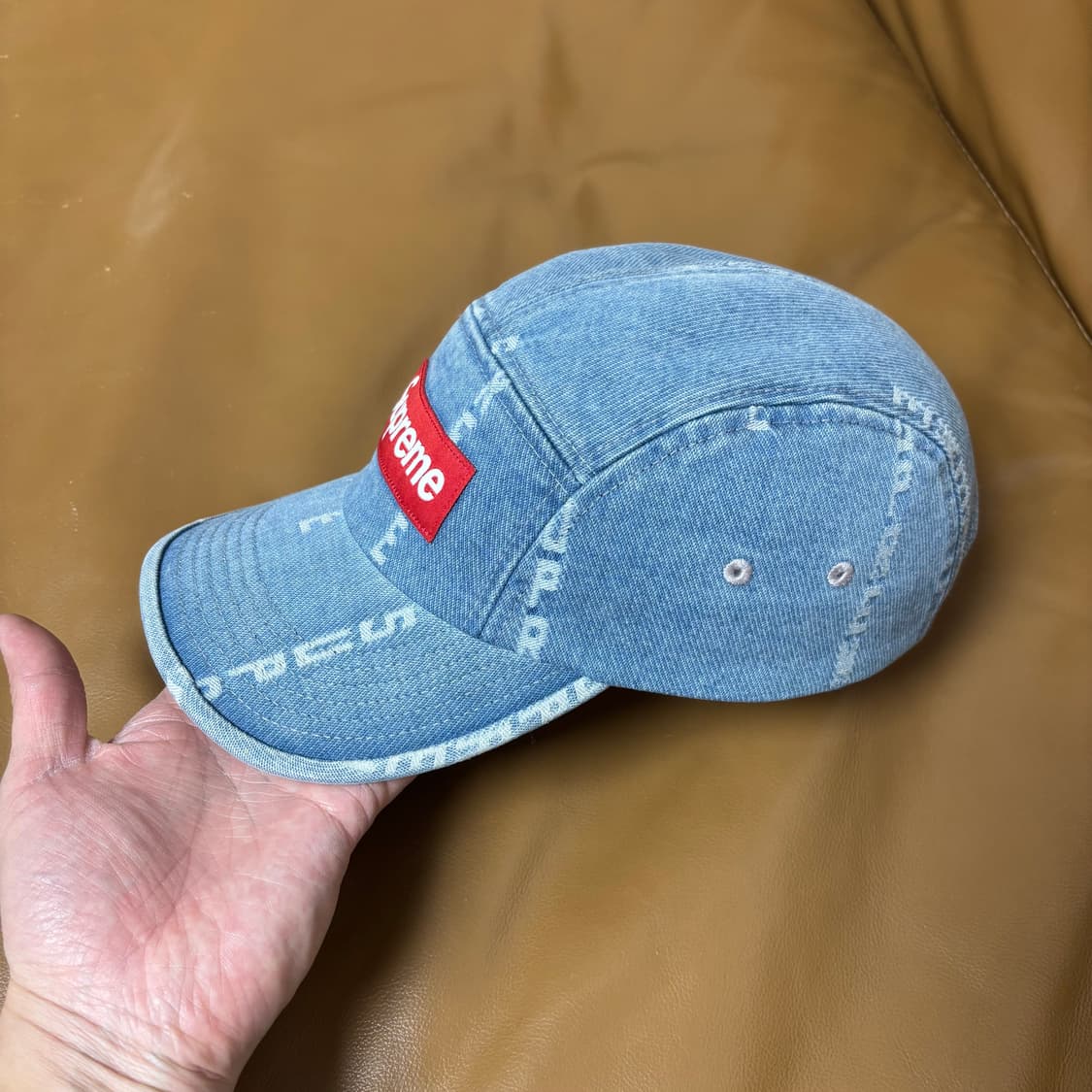 슈프림 캠프캡 모자 박스로고 워시드 데님 상품이미지4
