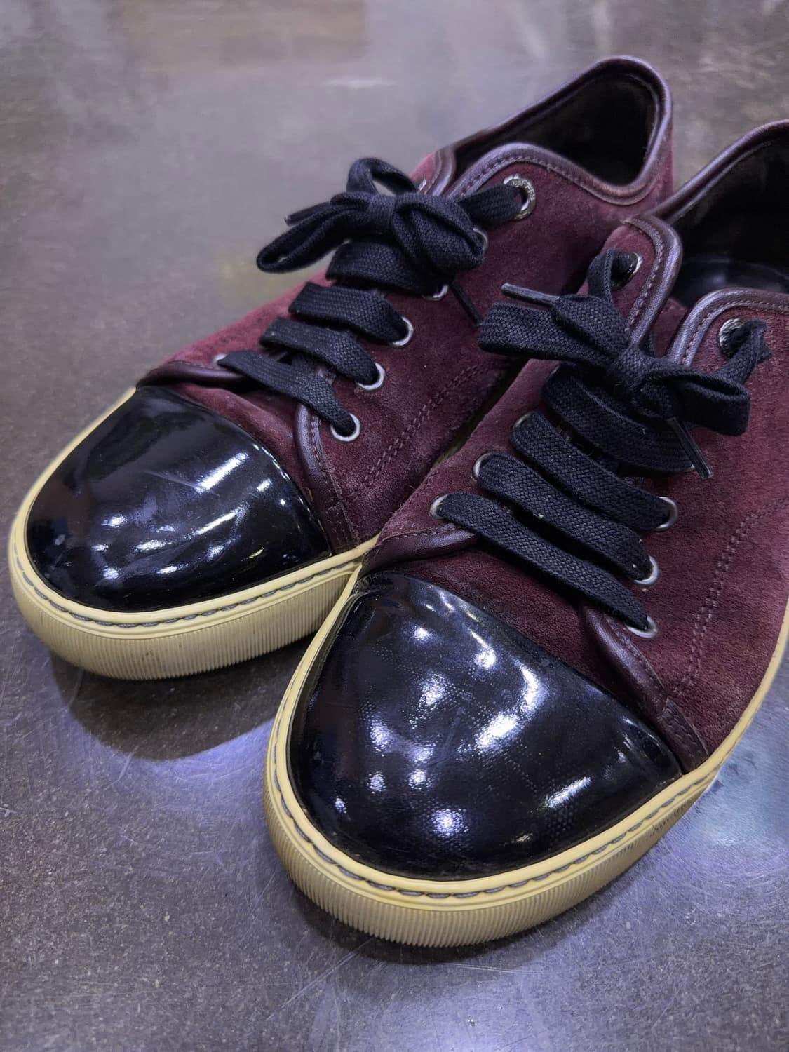 랑방 벨루어 스웨이드 레더 버건디 블랙 스니커즈 6 (250) 상품이미지3